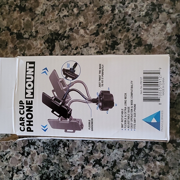 Car Cup Phone Mount new 360 degree rotations new in box black adjustable holder - Picture 3 of 6